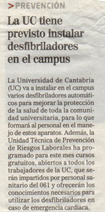 Desfibriladores en la Universidad de Cantabria